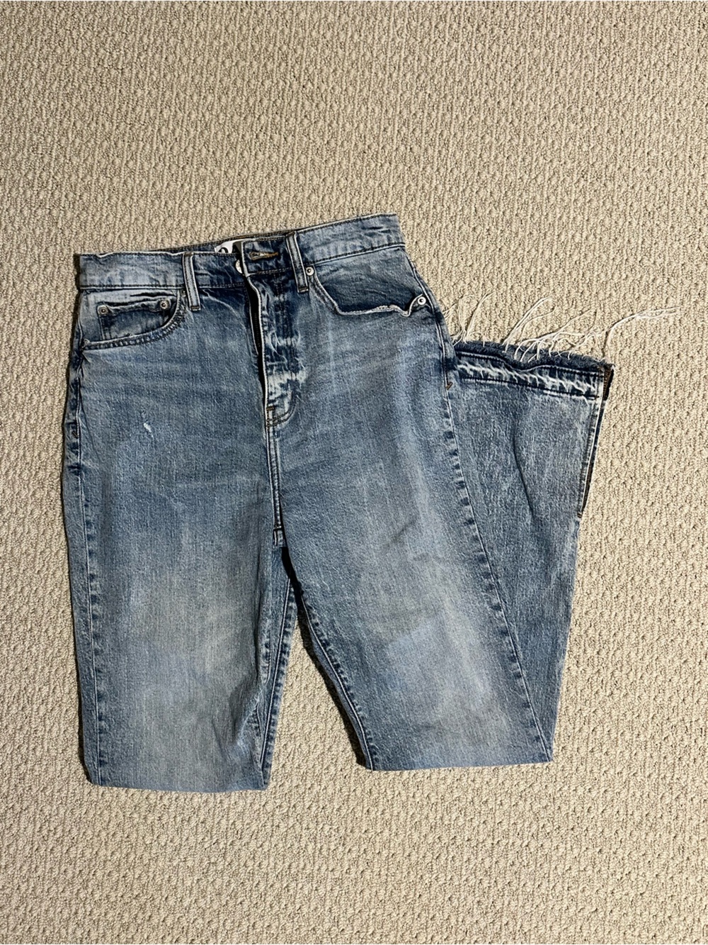 Men's Light Blue Distressed Denim Jeans- style- tough love size 29 waist